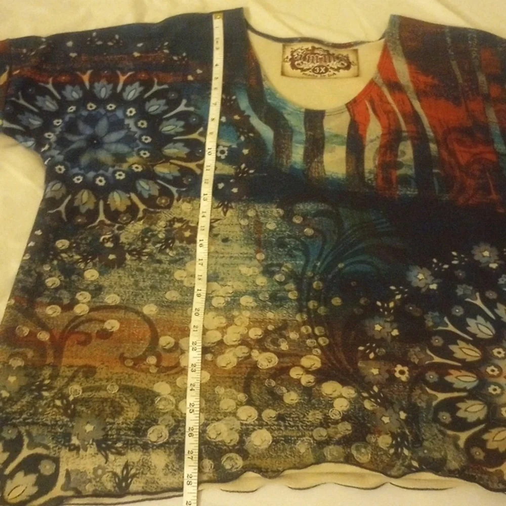 Amma Women's Tunic Top 3X, Abstract Art Made In LA Blouse 29 wide long 27 - Picture 10 of 14